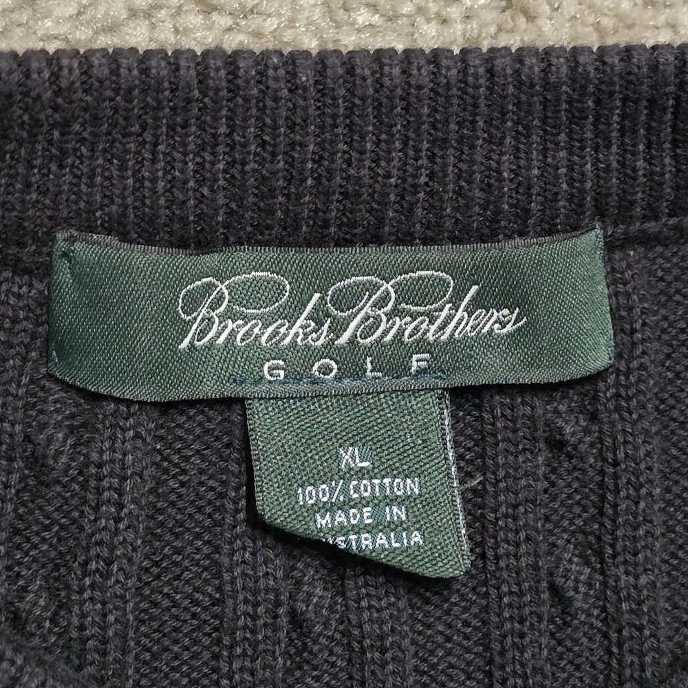 VINTAGE Brooks Brothers Golf Sweater Mens XL 100% Cotton Cable Knit Crewneck - Picture 5 of 11
